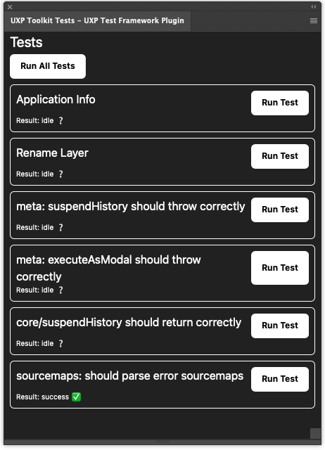 Screenshot of the test plugin
